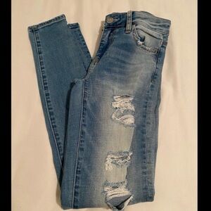 American Eagle Outfitters Light Blue Distressed Skinny Jeans